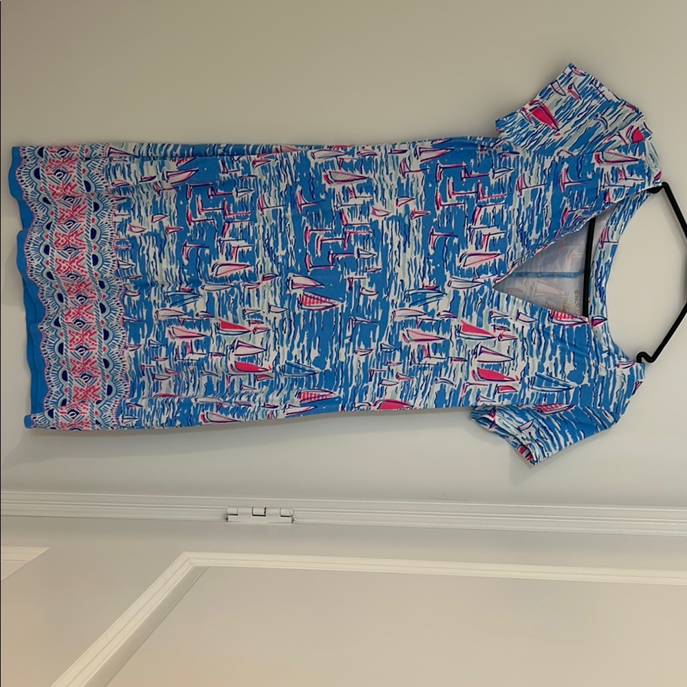 Blue and Pink Patterned Women's Top